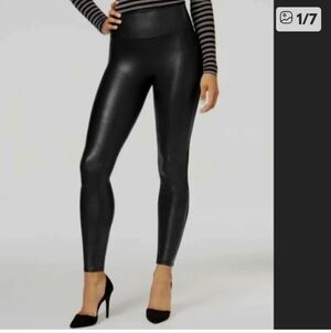 SPANX Black High-Rise Faux Leather Leggings Size S/P
